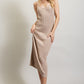 SWEET GENERIS U-Neckline Ribbed-Knit Maxi Dress