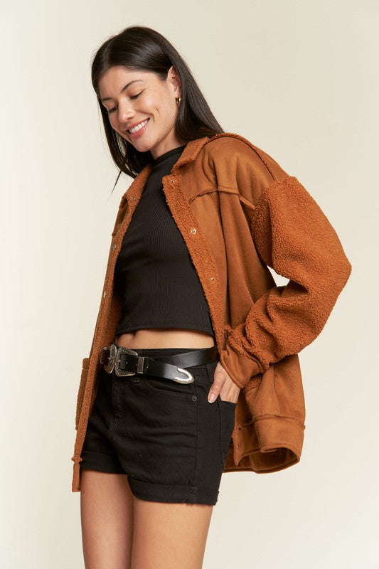 JADE BY JANE Faux Fur and Suede Jacket JJO5028P