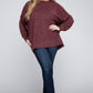 ZENANA Plus Brushed Melange Drop Shoulder Sweater