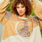 POL Long Sleeve Cut Sew Peace Emblem Top