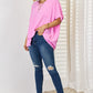 ZENANA Candy Pink Textured Casual Short Sleeve Top