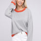NUVI APPAREL Autumn Contrast Trimmed Striped Pullover Sweater