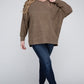 ZENANA Plus Brushed Melange Drop Shoulder Sweater