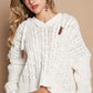 POL Cream Rib Weave Sleeves Hooded Cable Knit Sweater