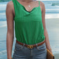 Textured Mid-green Asymmetrical Neck Bodysuit