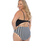 BLACK AND STRIPED CUTOUT ONE PIECE SWIMSUIT