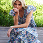 DAVI & DANI Vintage Garden Floral Flutter Smocking Midi Dress