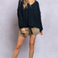 POL Dreamy Backless V-Neck Sweater with Chain Detail
