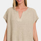 ZENANA Short Sleeve Side Slit Knit Sweater