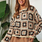 DAVI & DANI Crochet Patchwork Round Neck Pullover Sweater Top