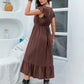Plus Size Ruffled V-Neck Cap Sleeve Midi Dress