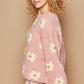 POL Soft Pink Daisy Pattern Drop Shoulder Sweater