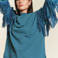 JADE by JANE Plus-size Silver Studded Fringe Sleeves Sweater top - PLUS JJT5009P