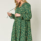 DOUBLE TAKE Full Size Printed Ruffle Hem Long Sleeve Dress