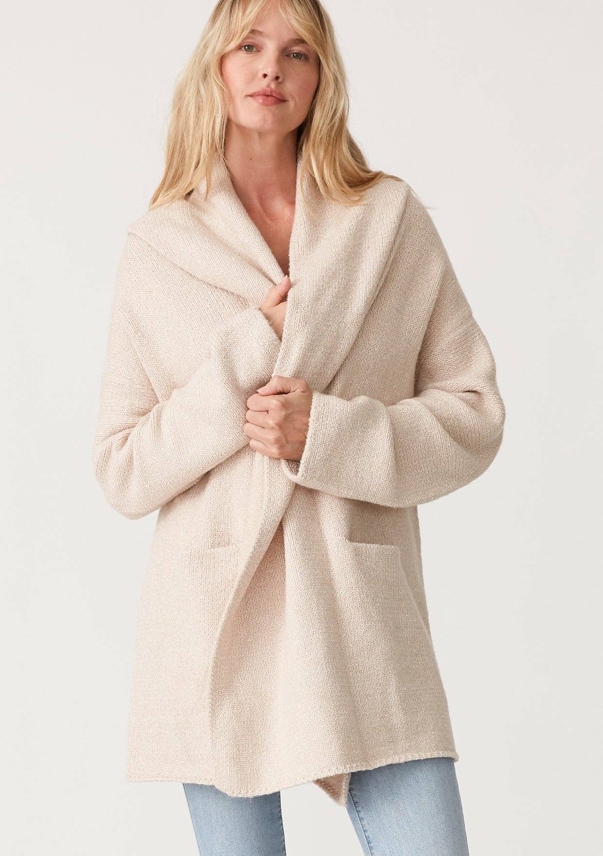 Lovestitch Mid-Length Oversized Long Sleeve Hooded Coatigan