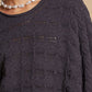 POL Round Neck Cable Knit Cropped Sweater in Color Charcoal