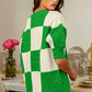 BiBi Jade Checkered Contrast Round Neck Sweater