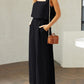 Stylish 2 Piece Square Neck Top and Wide Leg Pants Set