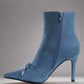 RAG & Co. Flapper Bow Detail Denim Ankle Boots