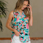 SEW IN LOVE Wrinkle-Free Floral Notched Tank