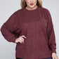 ZENANA Plus Brushed Melange Drop Shoulder Sweater