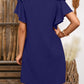 Navy Blue V-Neck Flutter Sleeve Mini Dress