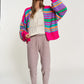 DAVI & DANI Chunky Knit Multi-Striped Open Sweater Cardigan