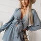 SYNZ Tied Flounce Sleeve Plunge Romper