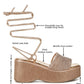 RAG & Co. Swifties Rhinestone Embellished Lace-Up Sandals