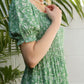 LILOU Green Floral Smocked Summer Dress