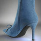RAG & Co. Flapper Bow Detail Denim Ankle Boots