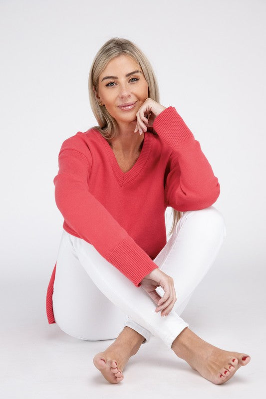 NUVI APPAREL V Neck Soft Sweater