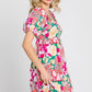 GeeGee Floral Ruff Sleeve Mini Dress