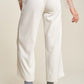 DAVI & DANI Women's Cream Wide Leg Mid-Rise Pants
