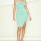 HYFVE Backless Cami Cowl Neck Split Mini Party Dress