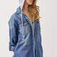 RISEN Zip Up Hooded Denim Shacket