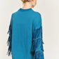 JADE by JANE Silver Studded Fringe Sleeve Sweater Top - JJT5009