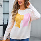 ANGEL WINGS Bow Round Neck Dropped Shoulder Sweater