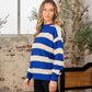 SEW IN LOVE Full Size Contrast Striped Round Neck Sweater