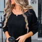 Angel Wings Decor Button Drop Shoulder Knit Top
