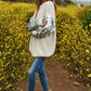 DAVI & DANI Sequin Sleeve Sweater Knit Tunic Top