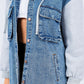AMERICAN BAZI Contrast Longline Hooded Denim Jacket