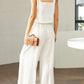 Stylish 2 Piece Square Neck Top and Wide Leg Pants Set