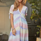 DAVI & DANI Lilac Ombre V-Neckline short Puff Sleeve High-low Maxi Dress