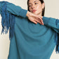 JADE by JANE Plus-size Silver Studded Fringe Sleeves Sweater top - PLUS JJT5009P
