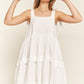 JADE by JANE Square Collar Tied Straps Ruffle Dress
