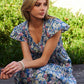 DAVI & DANI Vintage Garden Floral Flutter Smocking Midi Dress
