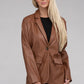 AMBIANCE APPAREL Sleek Pu Leather Blazer with Front Closure
