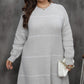 Plus Size Grey Round Neck Long Sleeve Sweater Dress