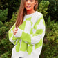 DAVI & DANI Multi Geo Checker Pullover Knit Sweater Top